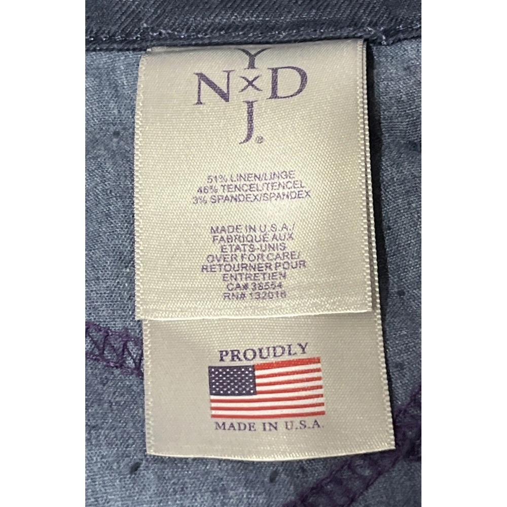 NYDJ Linen Blend Crop Pants Blue Size 4 High Rise Slimming Casual Vacation - Picture 11 of 13